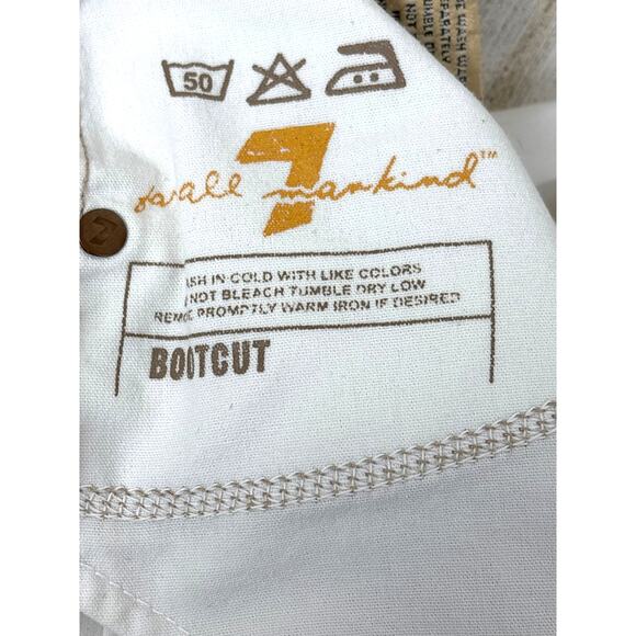 7 For All Mankind Womens 30 White Lightweight Bootcut Pants Yellow Stitching - Picture 9 of 9